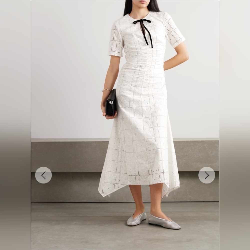 NWT Ganni White Broderie Anglaise Long Dress EU 36